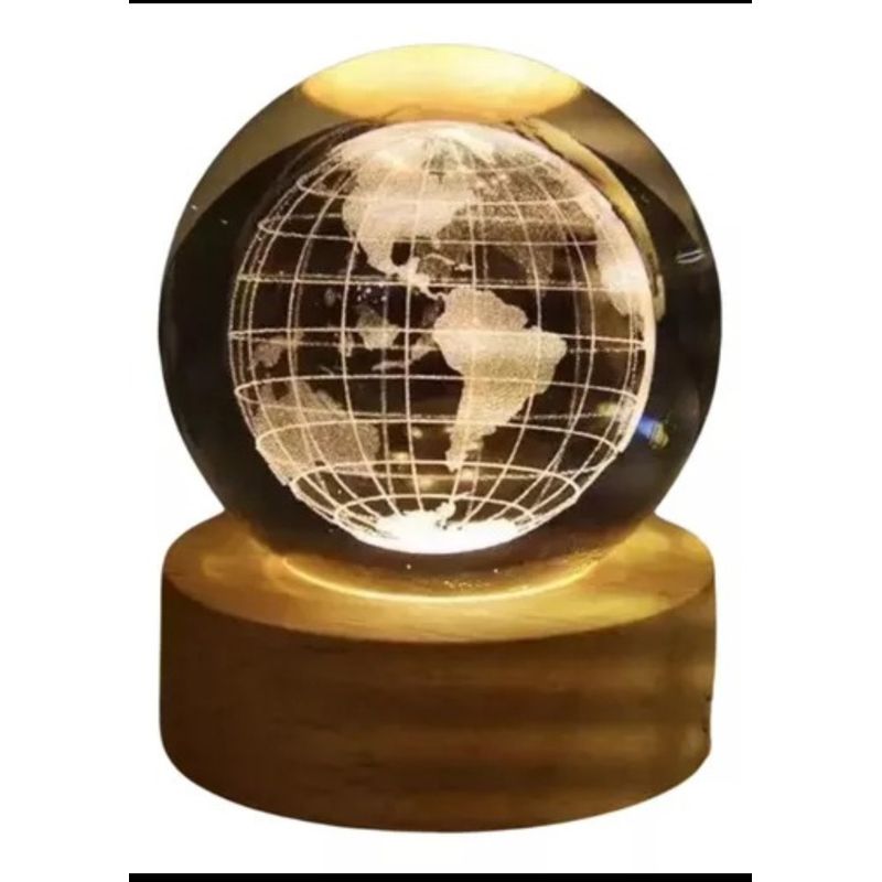 GENERICO - Lampara bola de cristal  8 cm interruptor de encendido 3d planetas