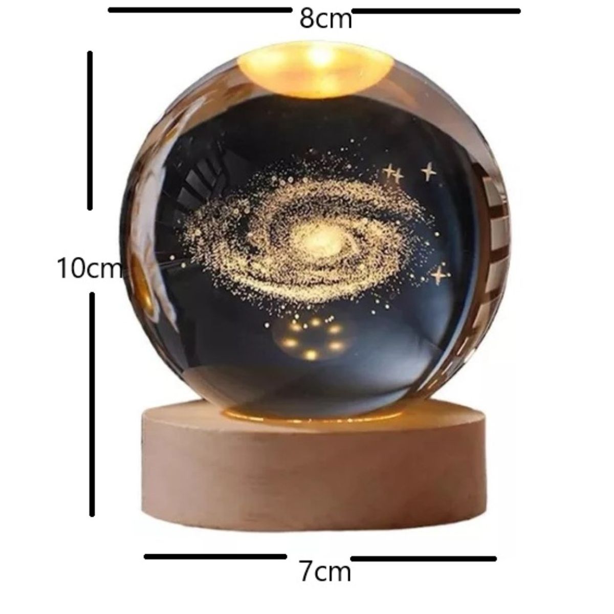 GENERICO - Lampara bola de cristal  8 cm interruptor de encendido 3d planetas