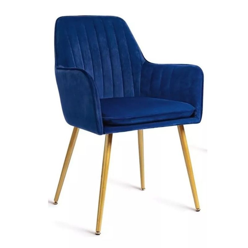 MOBLIHOUSE - Silla De Comedor Terciopelo Valencia Azul
