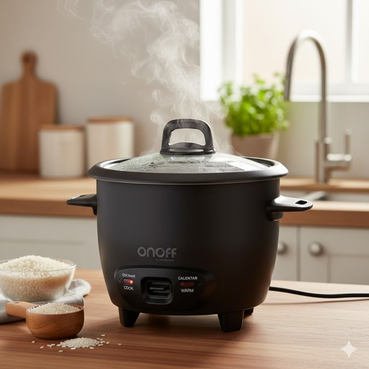 PLUS SOLUTIONS - Olla Arrocera OnOff de 1 Libra Negra RP1550