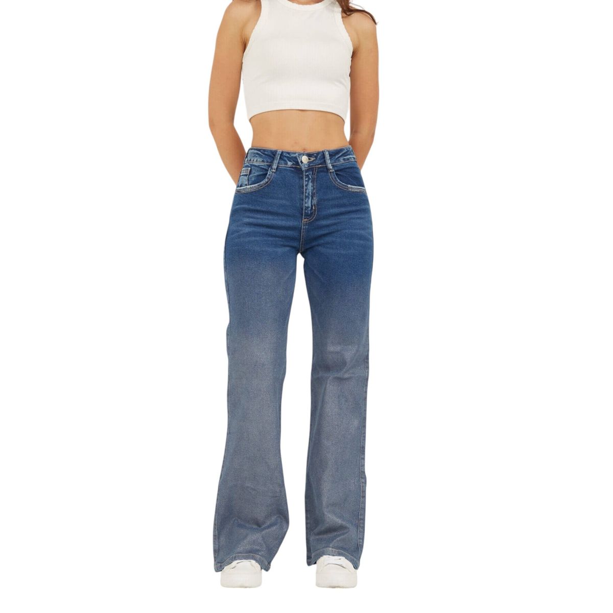 FRIOLENTA - Jean Momfit Metalizado Degrade Escarchado