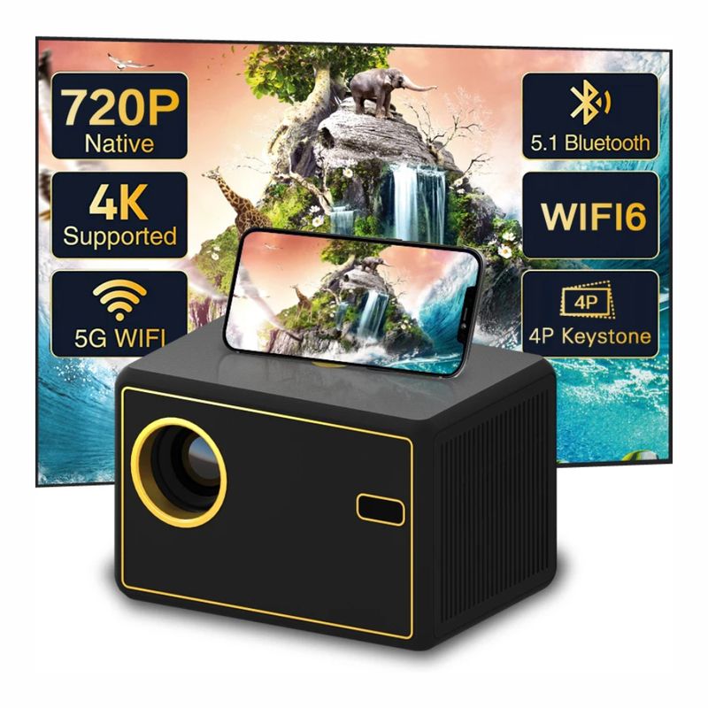GENERICO - Proyector Android Video Beam 4000 Lumens Auto Enfoque Wifi