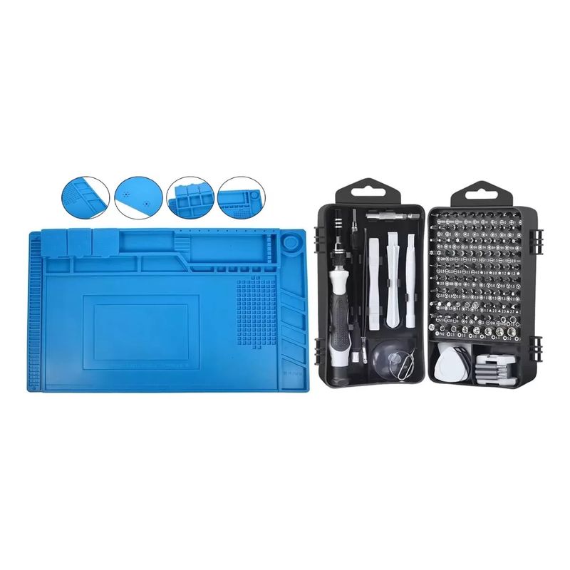 GENERICO - (COMBO) Destornilladores de precisión 115pz en 1 + Tapete Electrónica