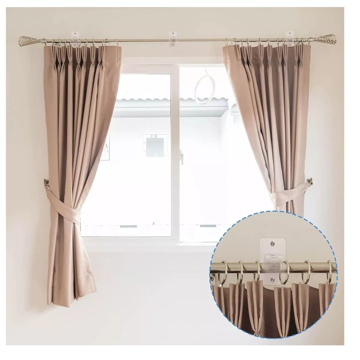 GENERICO - Gancho Adhesivo barra Cortina Gancho Soprte abrazadera Multiuso X4