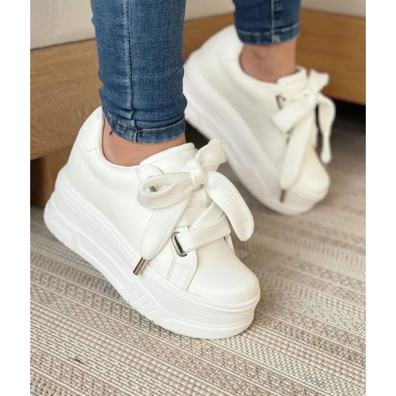 EVEGONZ - Zapato Plataforma Blanco Calzado Urban Casual