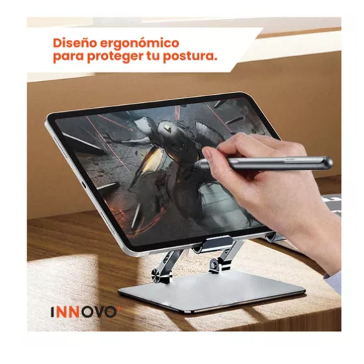 INNOVA - Base Soporte Tablet Celular Aluminio Ajustable Innovo