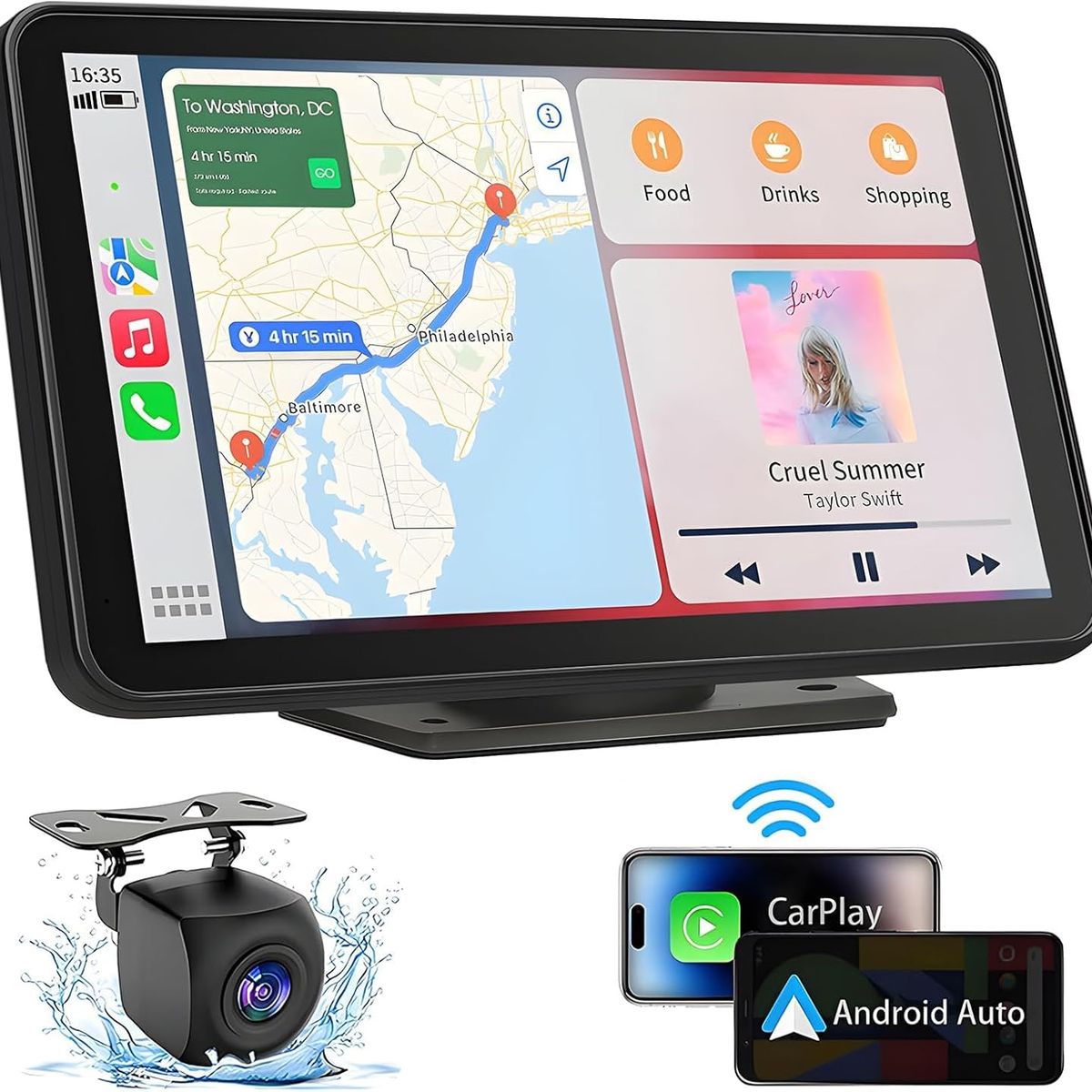 GENERICO - Pantalla 7" HD Táctil Portátil Con Apple Carplay y Android Auto 2 DIN