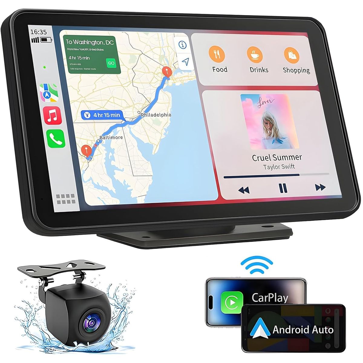 GENERICO - Pantalla 7" HD Táctil Portátil Con Apple Carplay y Android Auto 2 DIN