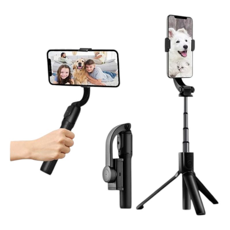 GENERICO - Gimbal Estabilizador Celular Selfie Stick Trípode H8 Color Negro