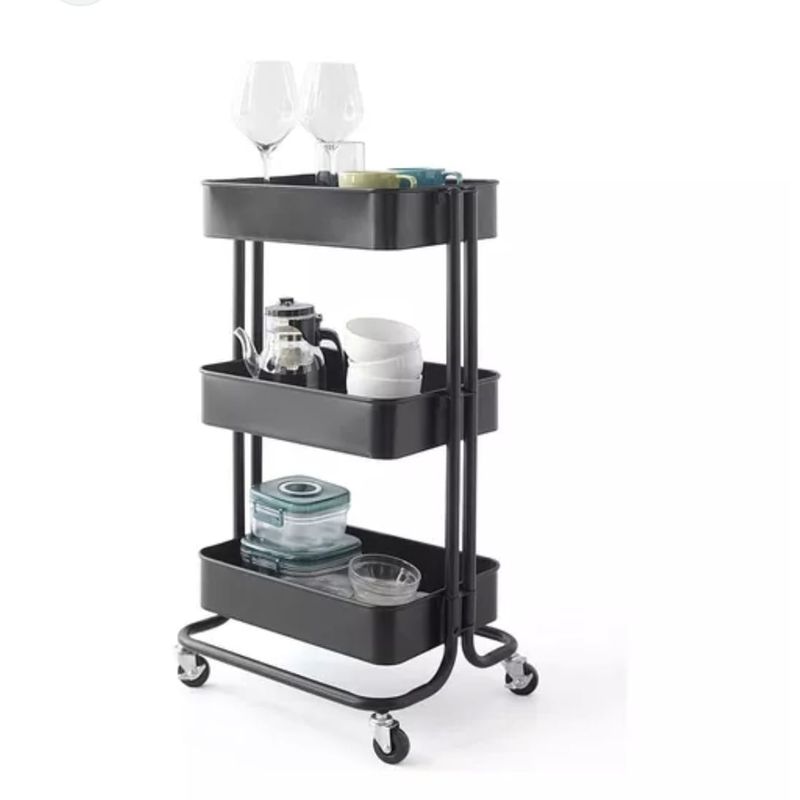 GENERICO - Carrito Organizador de Almacenamiento 3 Niveles con Ruedas Negro