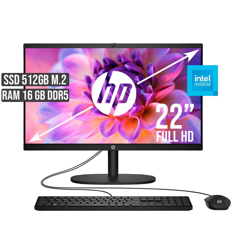 HP - TODO EN UNO HP INTEL DUAL CORE SSD 512GB RAM 16GB LED 22 FULL HD