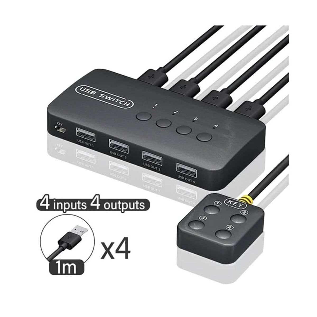 GENERICO - Conmutador USB KVM 4 en 4 Conmutador USB 2,0 Para Windows 10