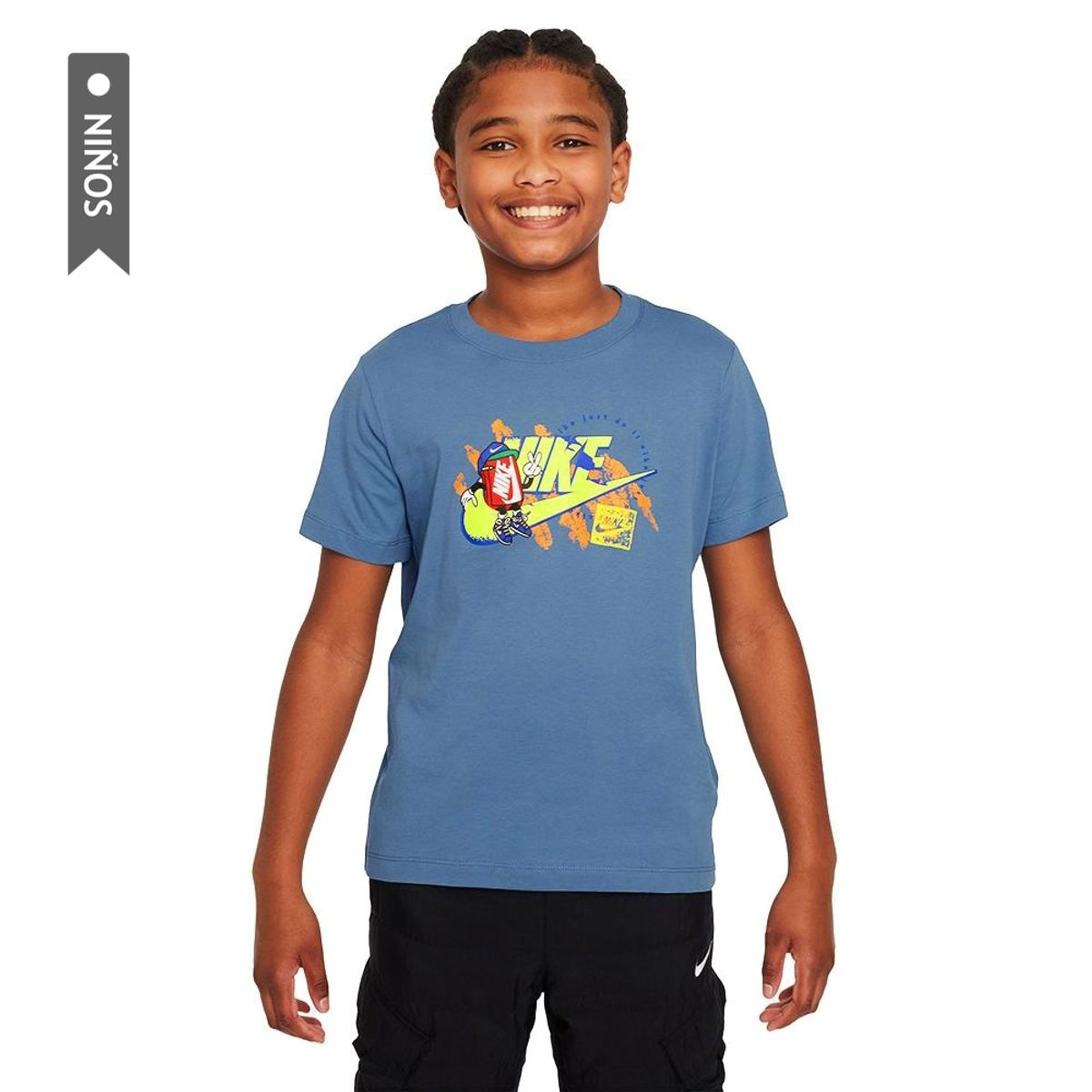 NIKE - Camiseta Nike K Nsw Tee Boxy 1 Futura Niño-Azul
