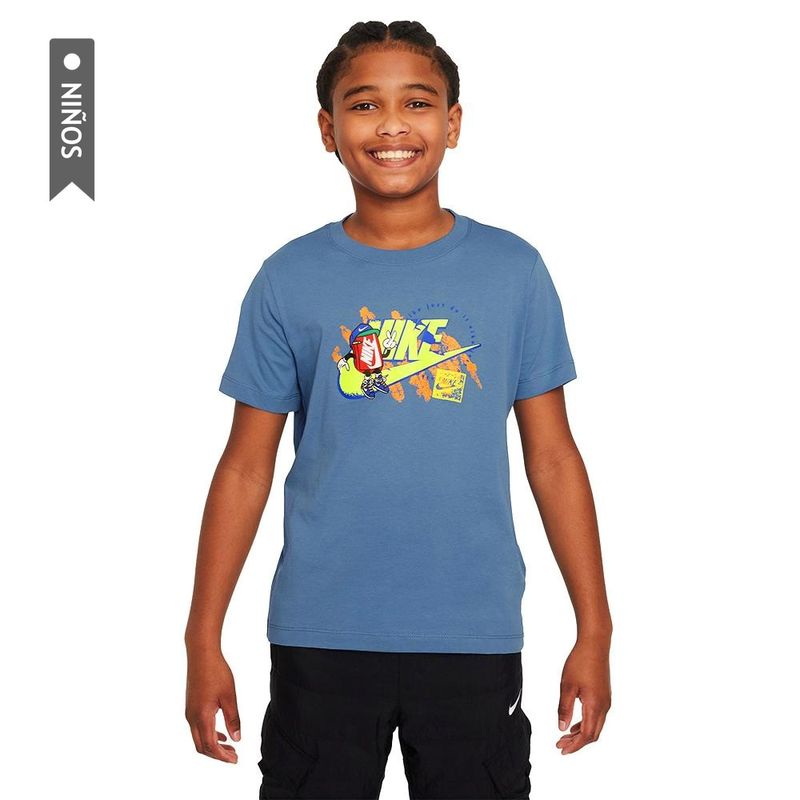 NIKE - Camiseta Nike K Nsw Tee Boxy 1 Futura Niño-Azul