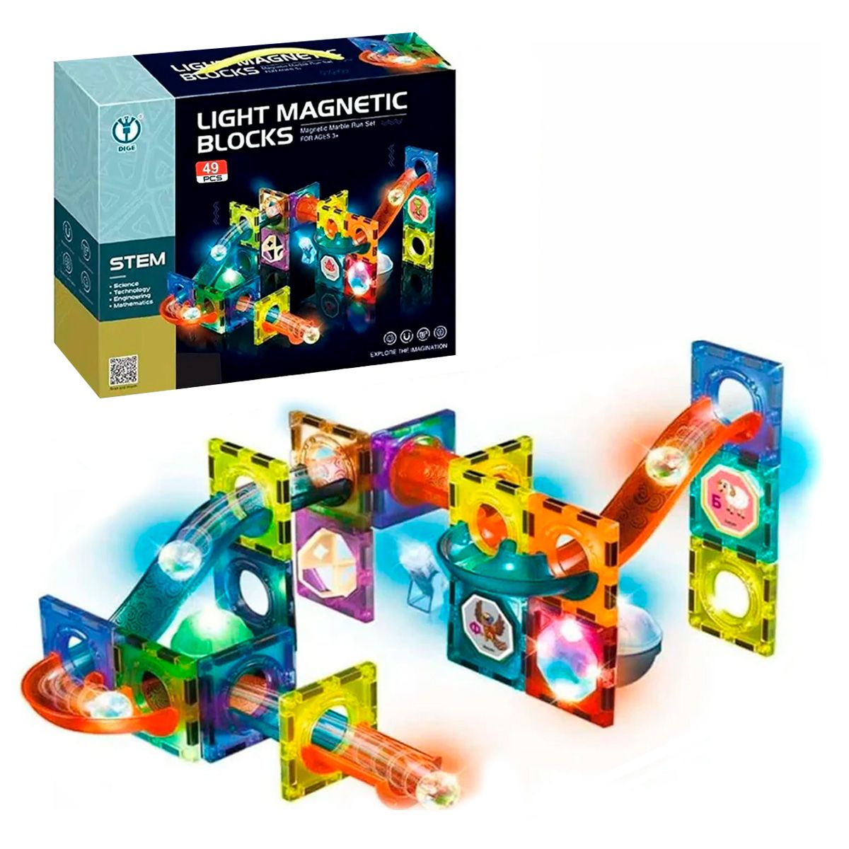 ENFANT'ASY - Bloques Fichas Magnéticas Construcción Laberinto Luces 49 Pz