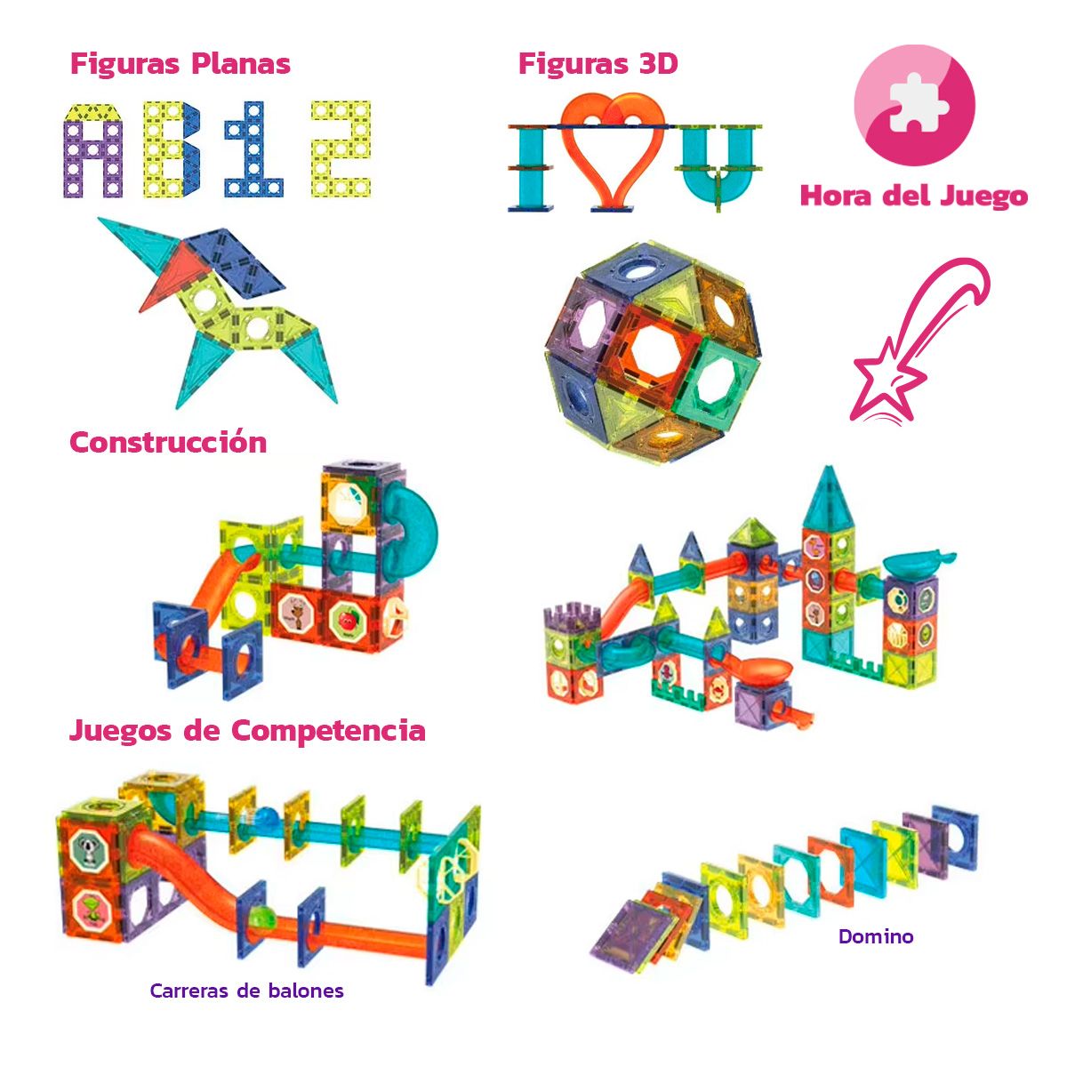 ENFANT'ASY - Bloques Fichas Magnéticas Construcción Laberinto Luces 49 Pz