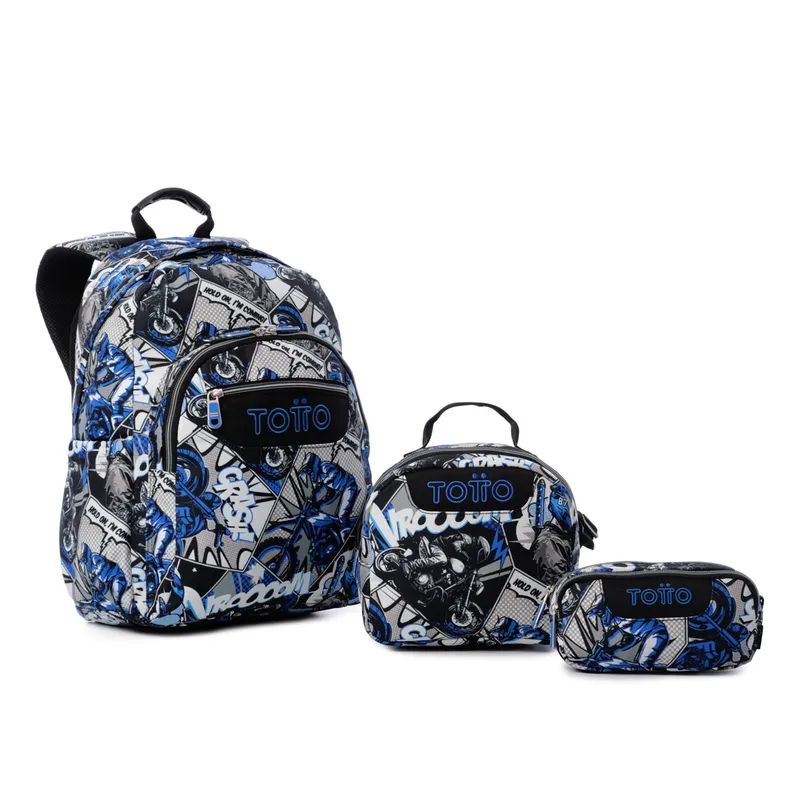 TOTTO - Combo Escolar Morral Acuarela Lonchera Borrador y Cartuchera