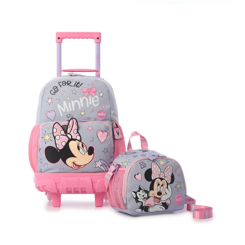 TOTTO - Combo Escolar Minnie Morral con Ruedas y Lonchera Aesthetic
