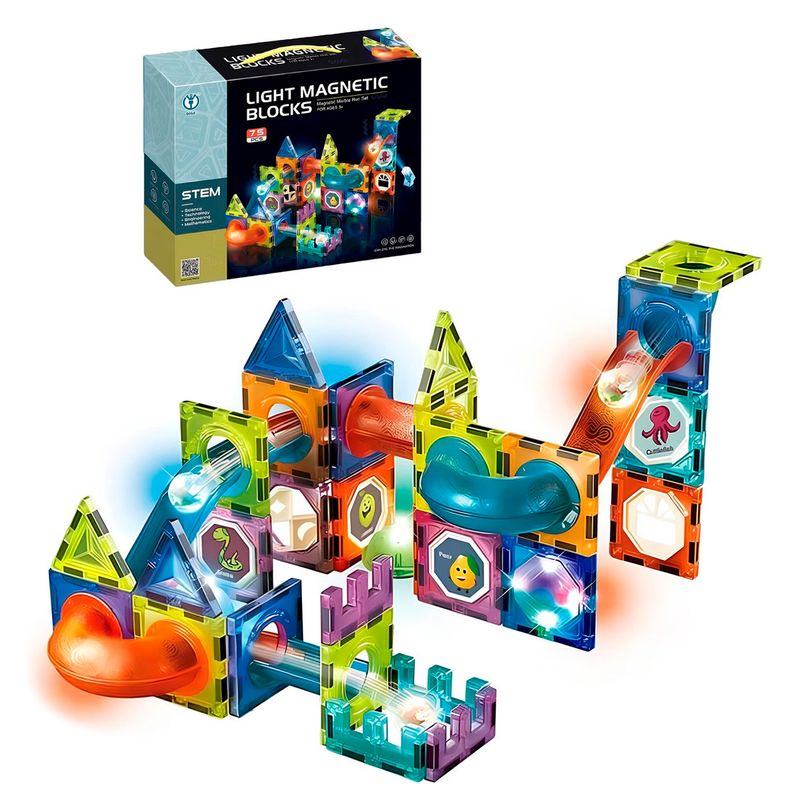 ENFANT'ASY - Bloques Fichas Magnéticas Construcción Laberinto Luces 75 Pz