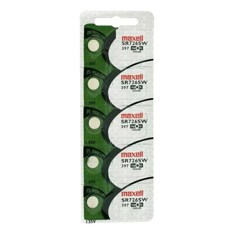 MAXELL - Pila Batería Maxell 397 (sr726sw) 1.55v Original Pack X 5