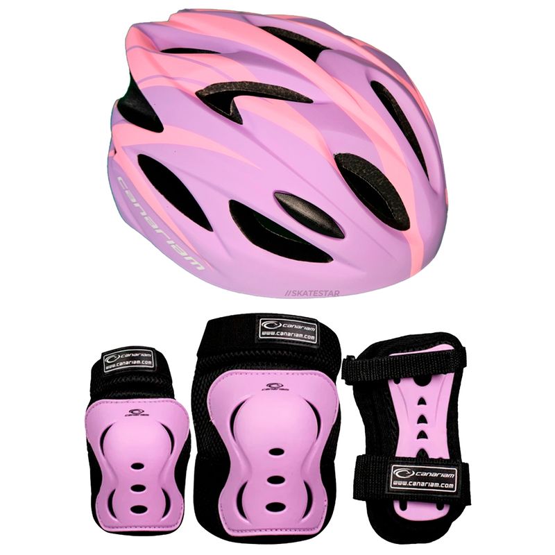CANARIAM - Combo Kit Protección C2+Casco Canariam Nova Lila Talla S