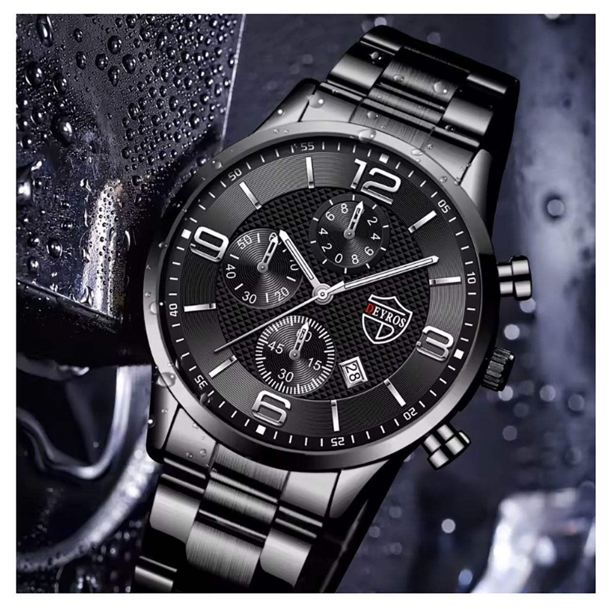 GENERICO - Reloj de Cuarzo Acero Inoxidable Reloj Luminoso - Calendario - Negro