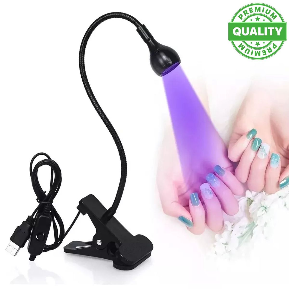 ONE PIXEL - Lampara De Uñas Led Brazo Flexible Negro One Pixel