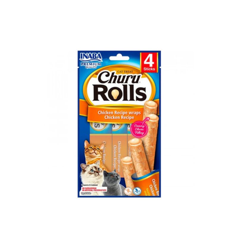 CATLIKE - Inaba Cat Snack Churu Rolls 4 Und Chicken Recipe  Naranja