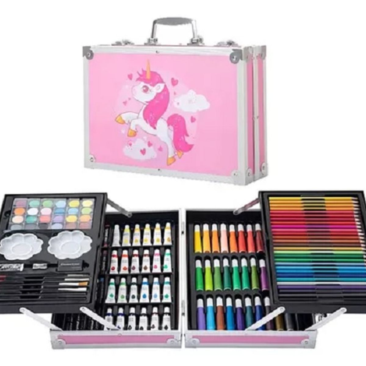 GENERICO - Set Kit Creativo Arte Dibujo Maleta Metálica X 145pcs