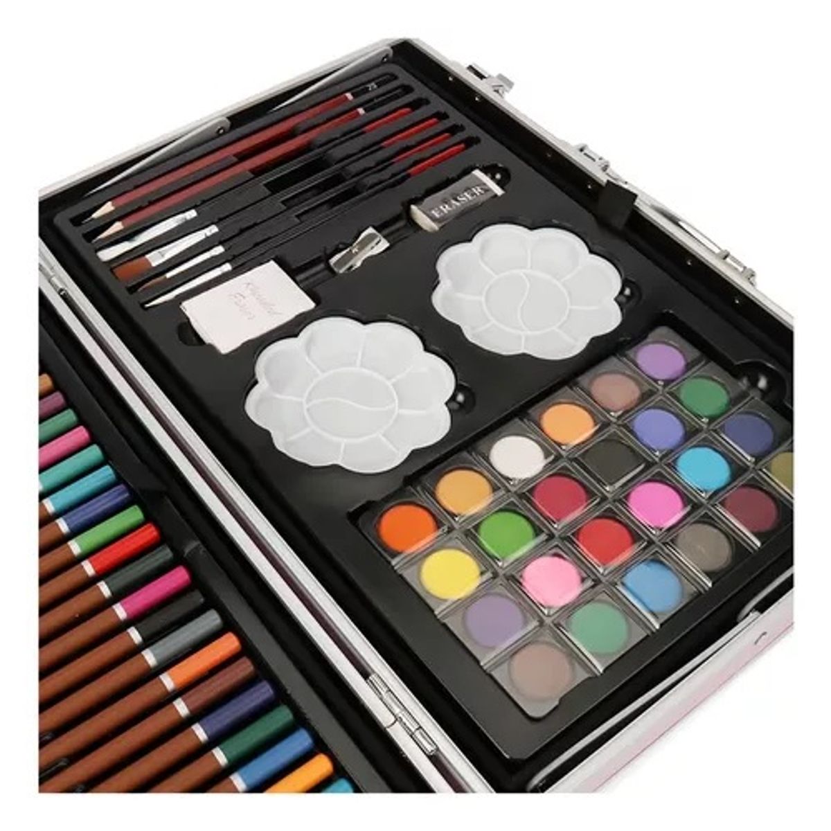 GENERICO - Set Kit Creativo Arte Dibujo Maleta Metálica X 145pcs