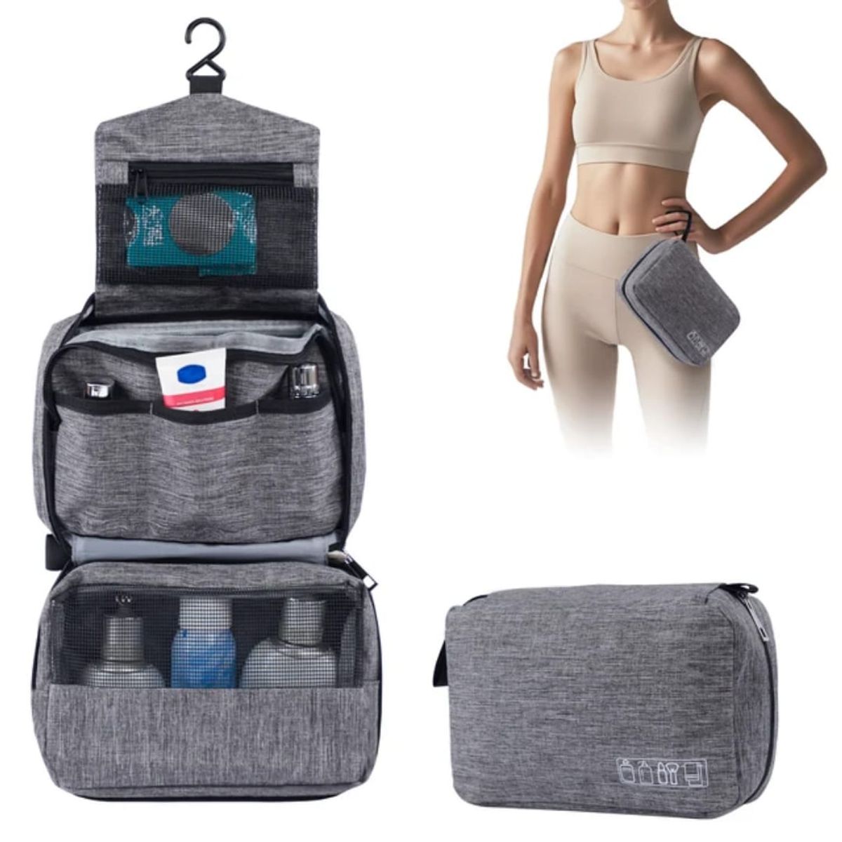 GENERICO - Organizador De Viaje Neceser De viaje Para Aseo Personal Gris