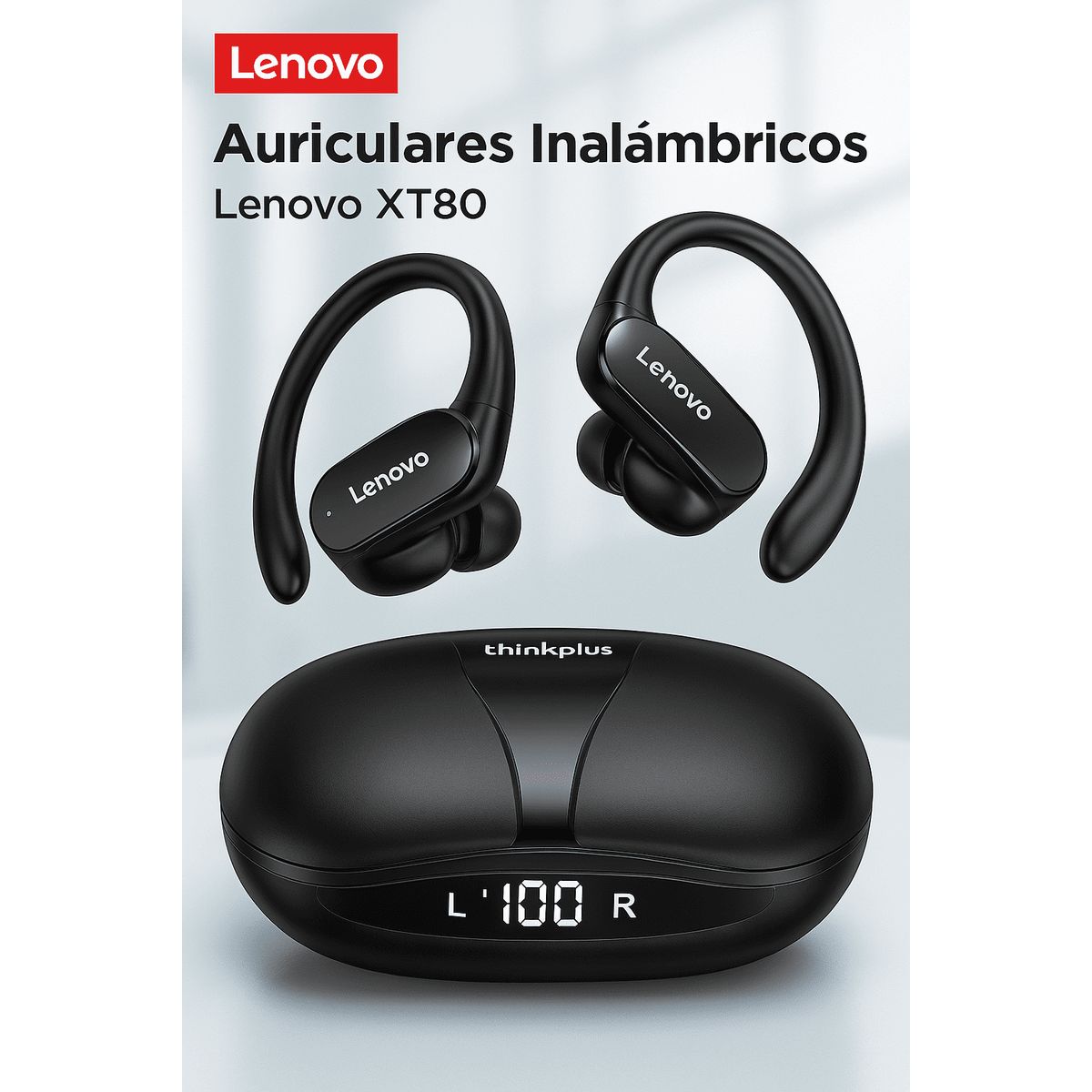 LENOVO - audifonos inalambricos xt80 lenovo con gancho en oreja bluetooth 5.3