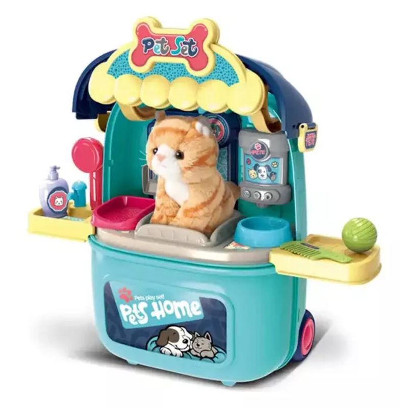 GENERICO - KIT VETERINARIO GATO PELUCHE MALETA RODACHIN JUGUETE NIÑOS