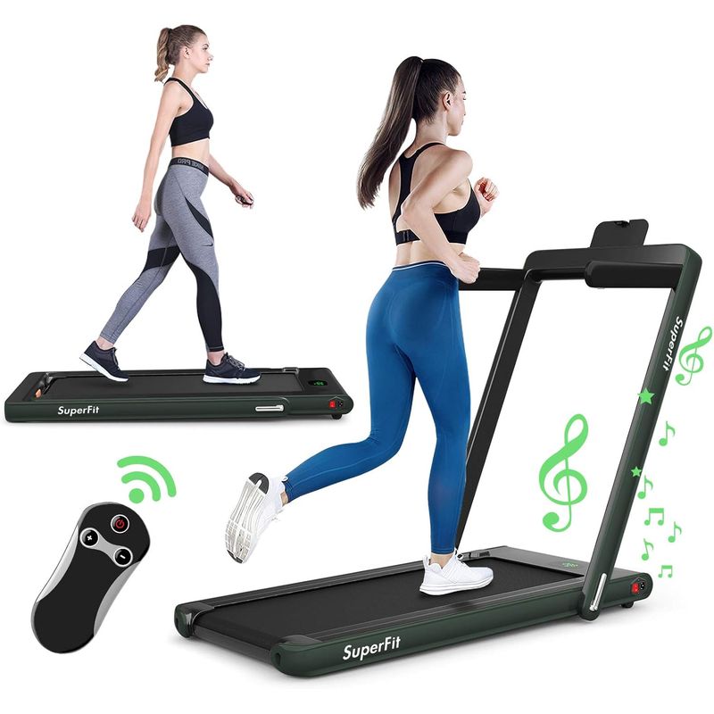 GYMAX - Caminadora GYMAX 2 en 1, plegable, control remoto, 2.25HP