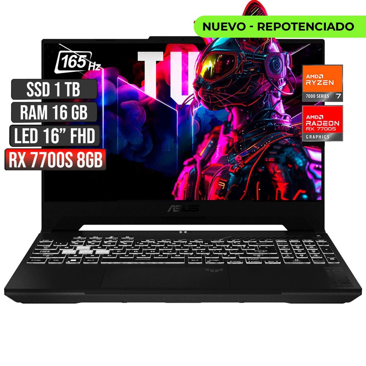 ASUS - ASUS TUF AMD RYZEN 7-7735HS RX 7700S 8GB SSD 1TB RAM 16GB LED 16 FHD 165Hz