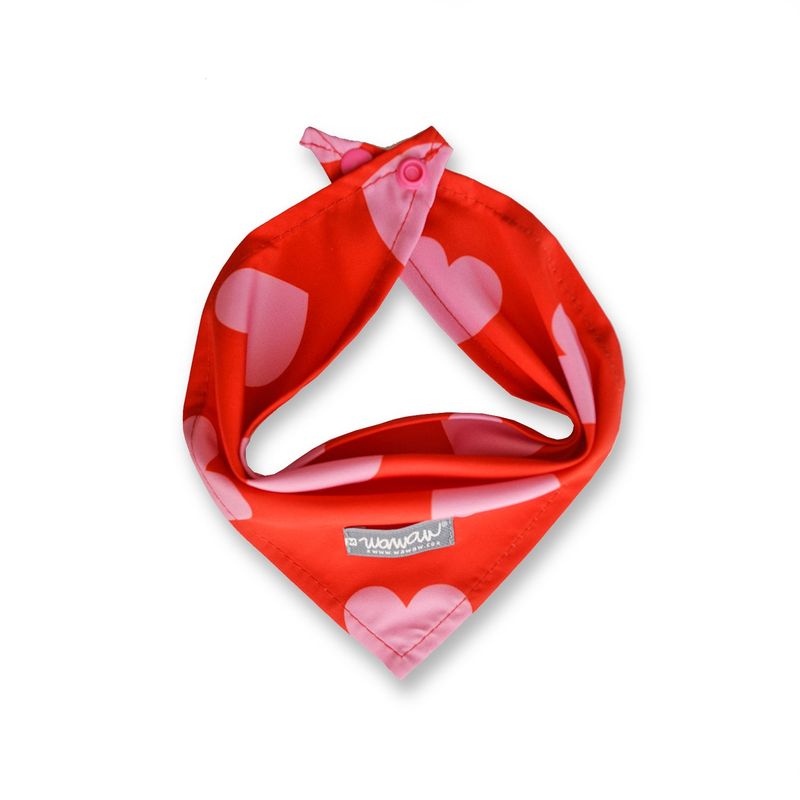 WAWAW - Pañoleta para perro talla XL subliminal roja corazones rosados