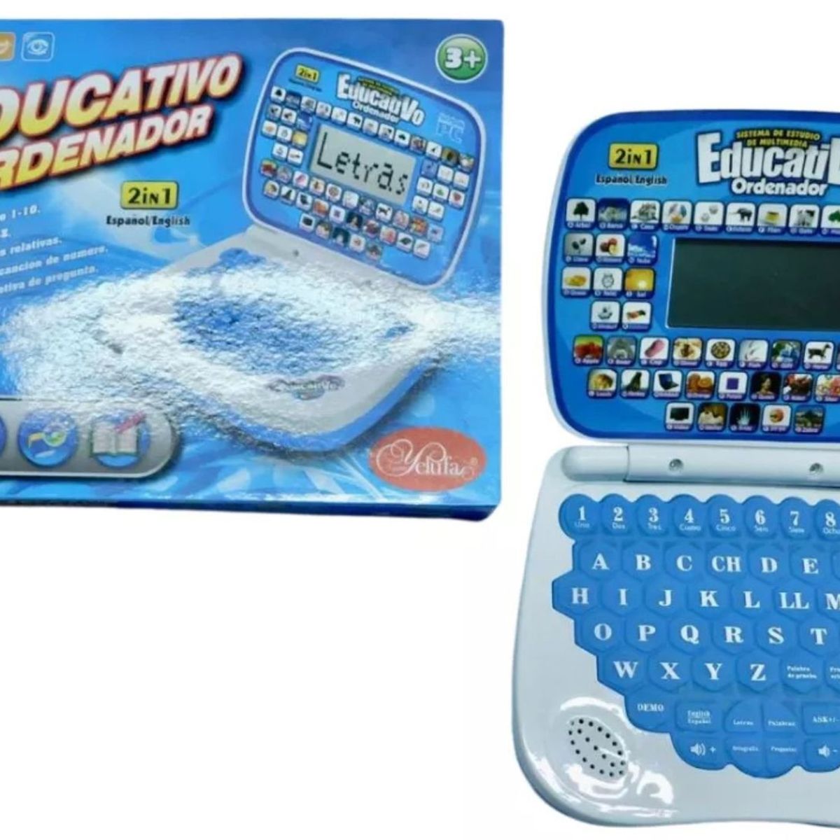 MAZUGI - Mini Computador Didáctico 2 En 1 Español E Ingles Números