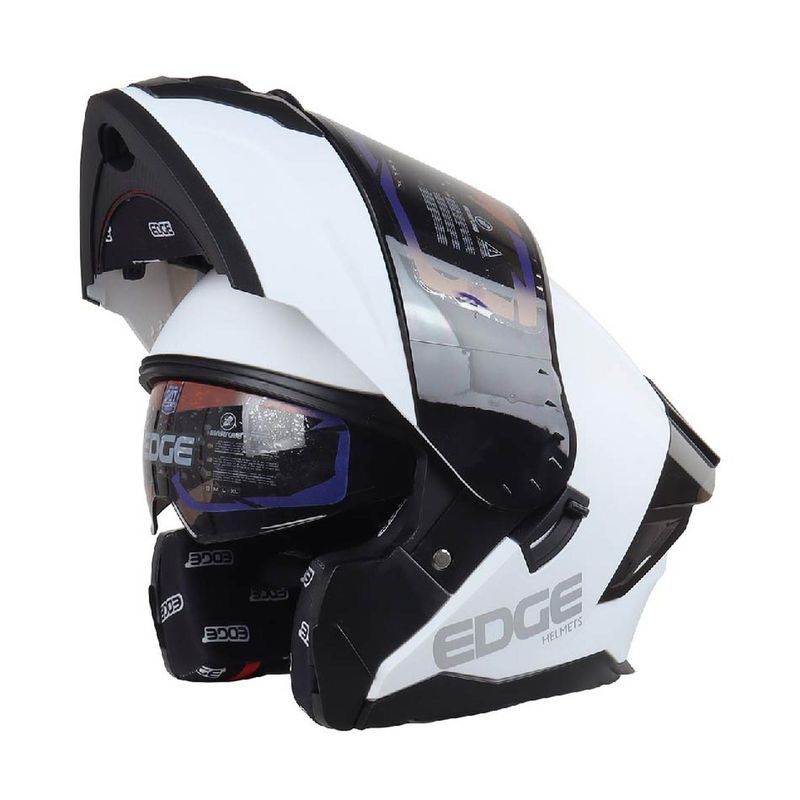 EDGE HELMETS - Casco Edge Abatible Boston Solido Blanco Certificado DOT - ECE - XL