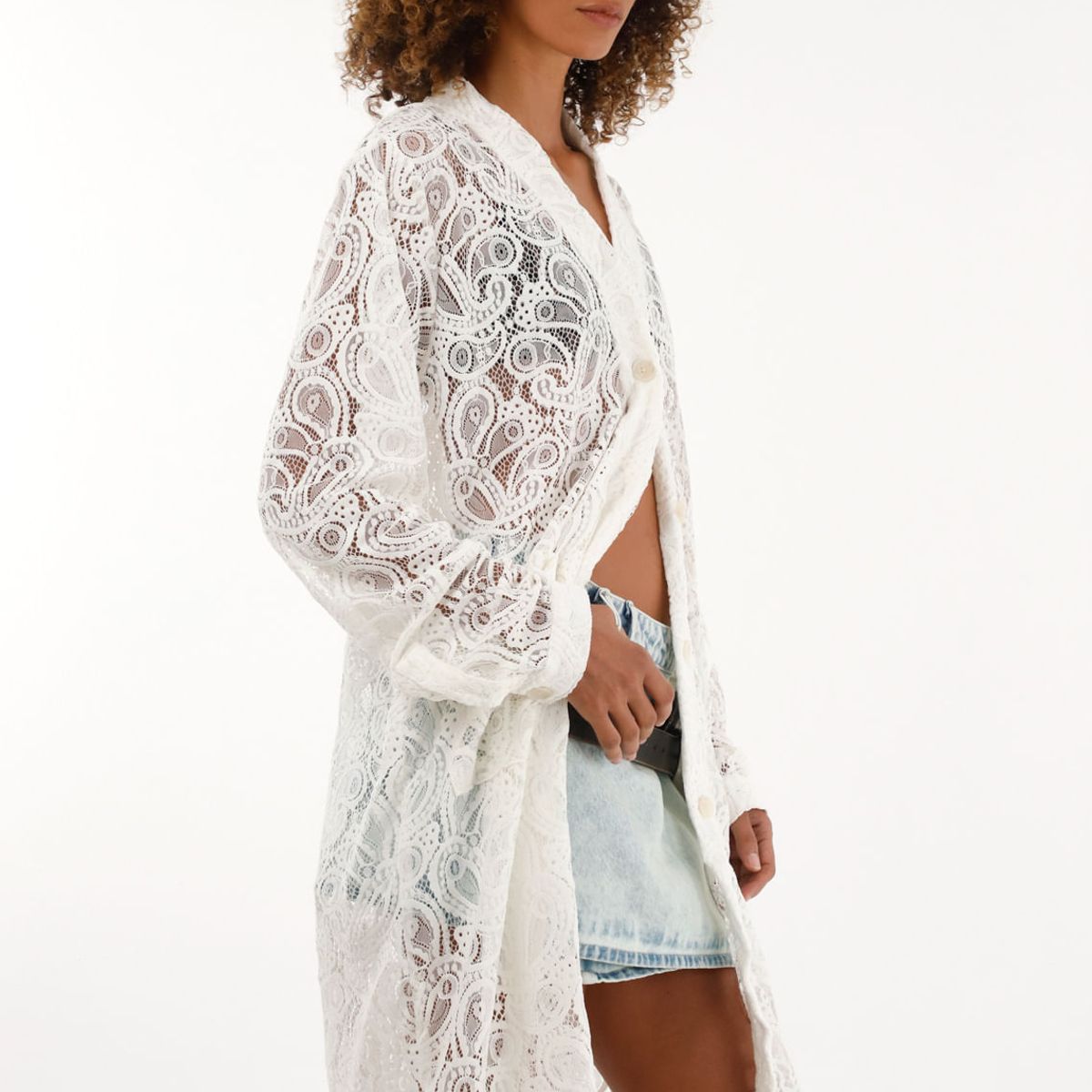 TENNIS - Kimono en encaje crudo para mujer