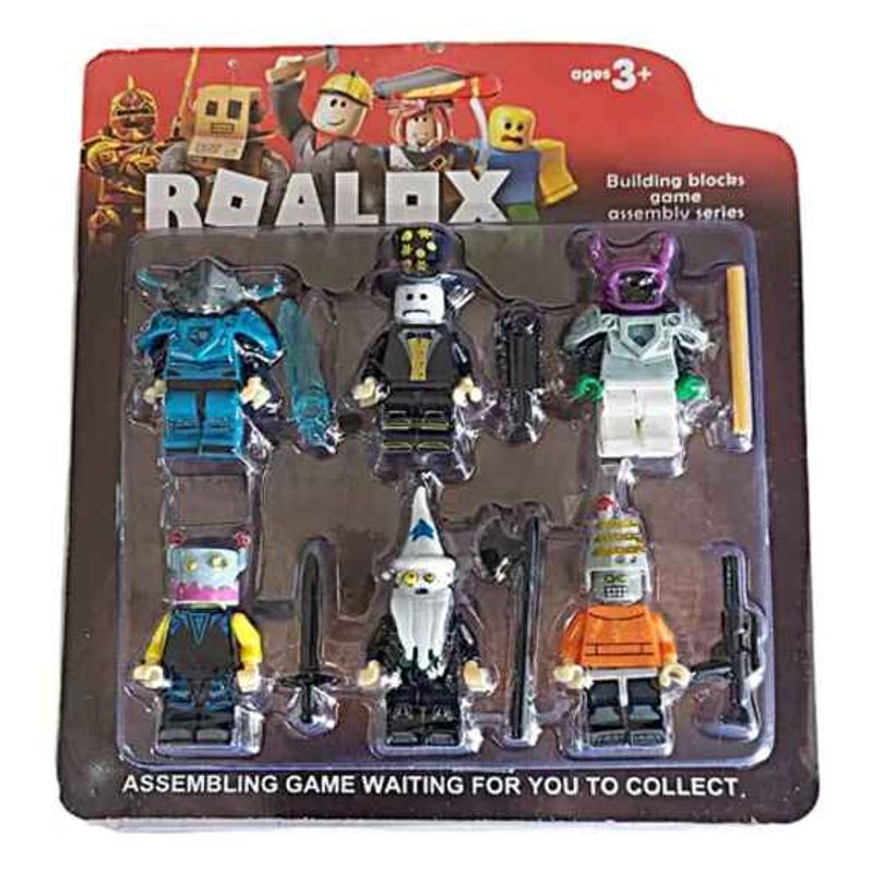 GENERICO - Set X6 Figuras Roblox Robux Bloques Muñecos 6cm Blister Mago