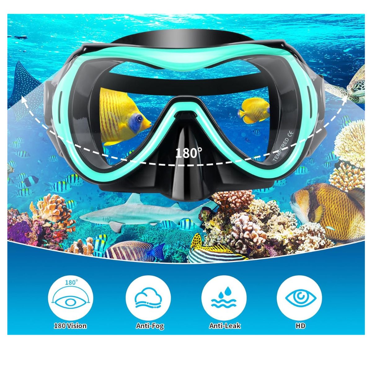 ACUALOW - Snorkel Mascara Careta Buceo Profesional Vidrio Templado