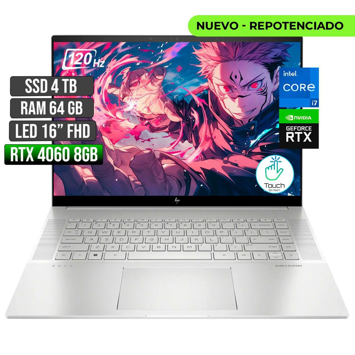 HP - Portátil Gamer HP Envy Intel Core i7 RTX 4060 64GB RAM 4TB SSD 16" FHD ENVY16-H1053DX