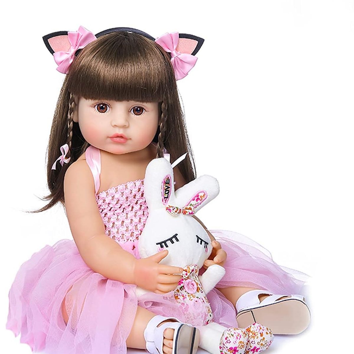 GENERICO - Muñeca Bebé Reborn Realista 55 Cm De Estatura Vestido Rosa
