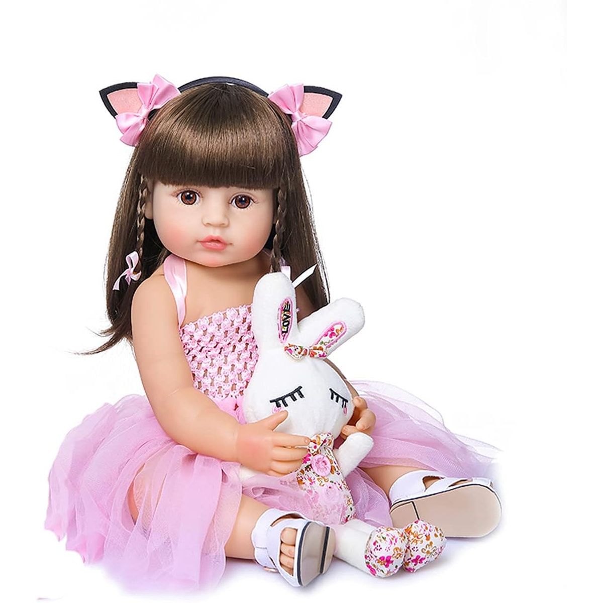 GENERICO - Muñeca Bebé Reborn Realista 55 Cm De Estatura Vestido Rosa