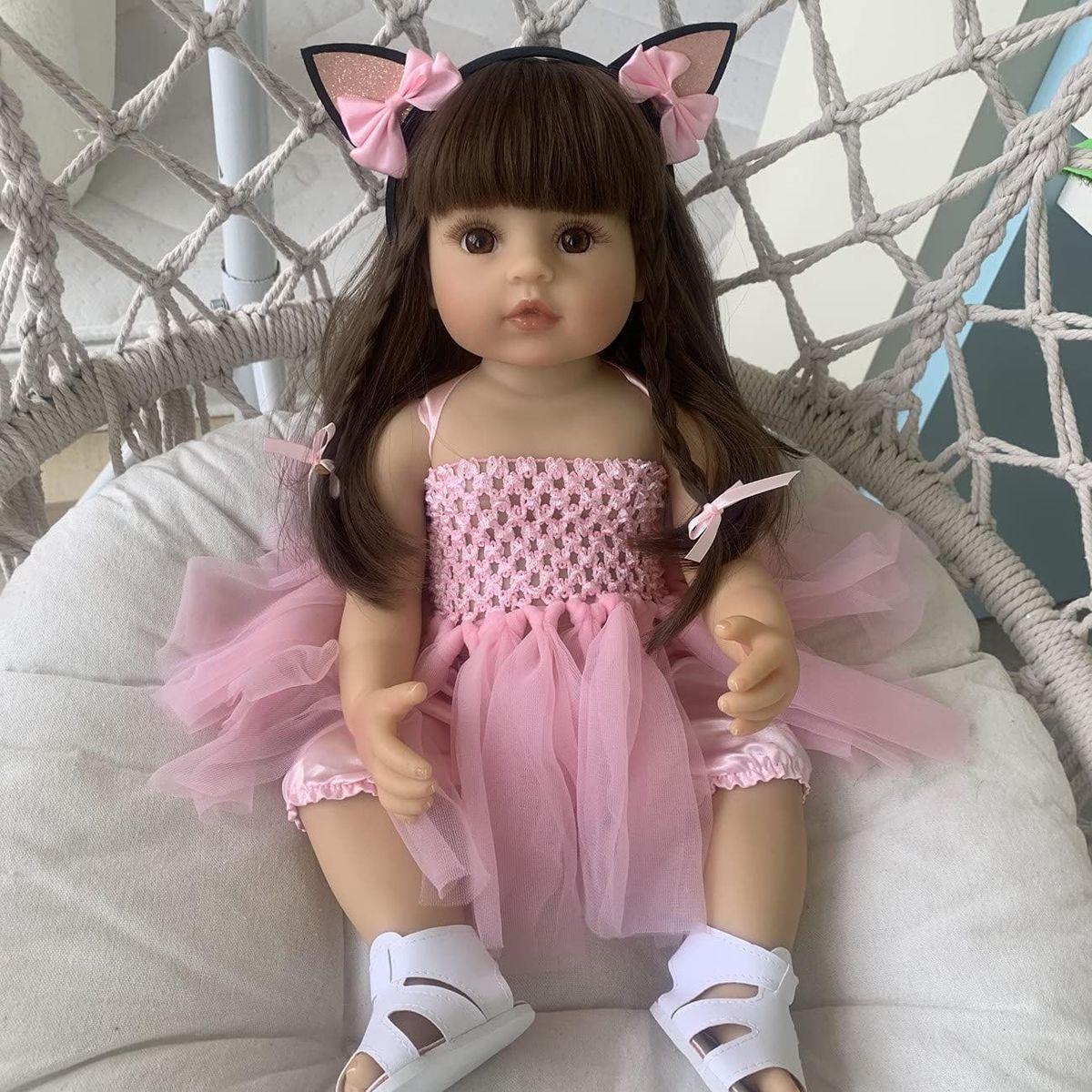 GENERICO - Muñeca Bebé Reborn Realista 55 Cm De Estatura Vestido Rosa