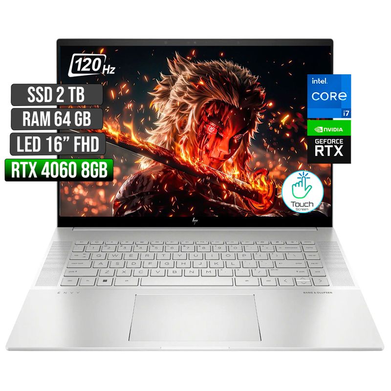 HP - HP ENVY INTEL CORE I7-13700H RTX 4060 8GB SSD 2TB RAM 64GB LED 16" FHD 120Hz