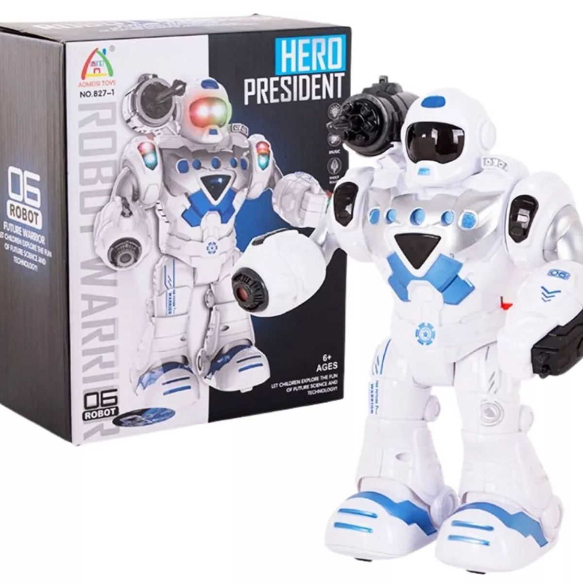 MAZUGI - Robot Con Luz Y Sonido Movimiento 24 Cm Juguete