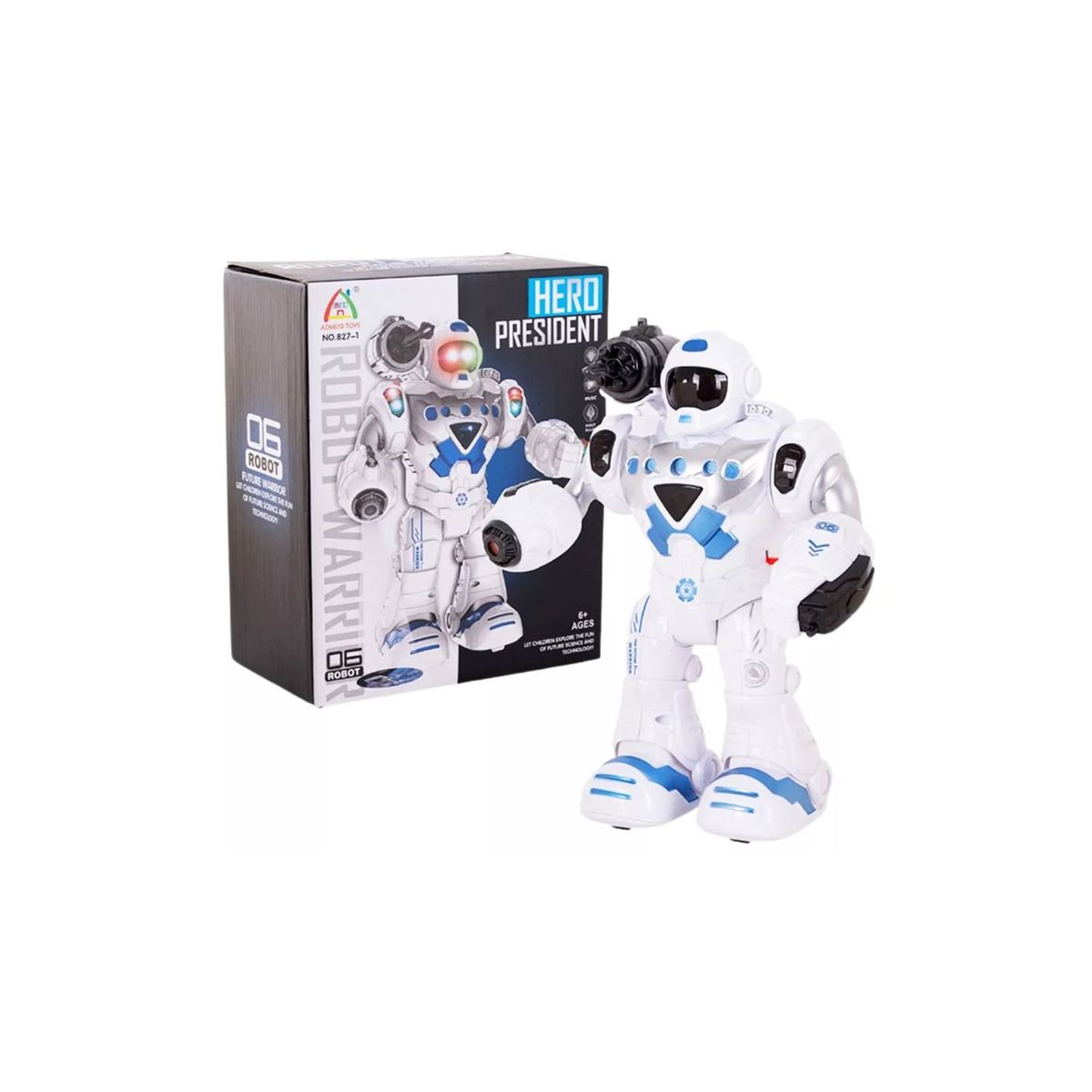 MAZUGI - Robot Con Luz Y Sonido Movimiento 24 Cm Juguete