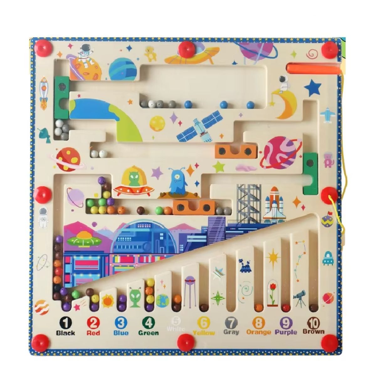 GENERICO - Laberinto Magnético Espacial De Color y Números Montessori