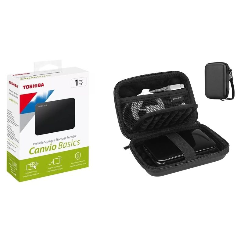 TOSHIBA - Disco Externo 1tb toshiba usb 3.0 + estuche